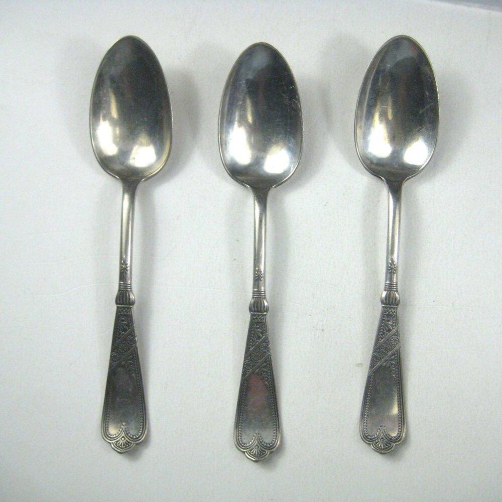 Rogers & Bros AI Silverplate Teaspoons Set 3 Ornate Design